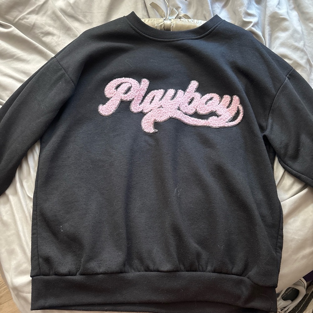 PLAYBOY Black Sweatshirt with Pink Logo